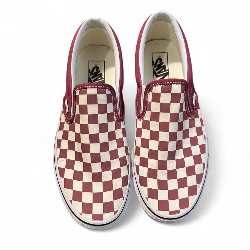 Vans Classic Slip On Checkerboard Rose Pink Burgundy Women’s 10 Skate Shoe - Picture 3 of 6